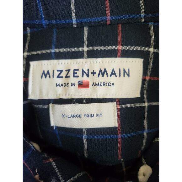 Mizzen + and Main Mens plaid button down shirt sz XL trim fit Careerwear casual - Picture 4 of 8